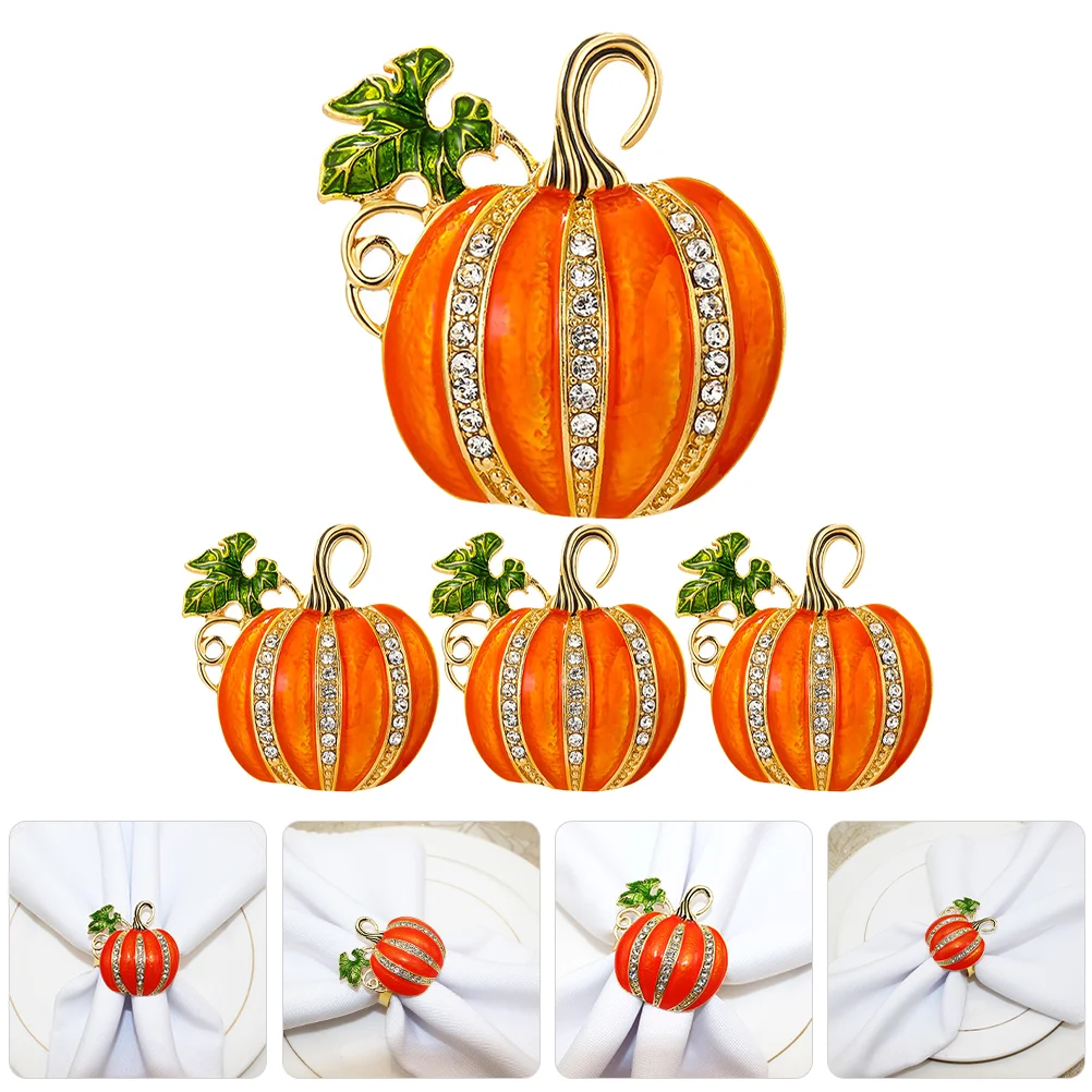 

4 Pcs Napkin Buckle Delicate Holder Banquet Rings Paper Hand Towels Fall Decorations Dinner Alloy Halloween Party