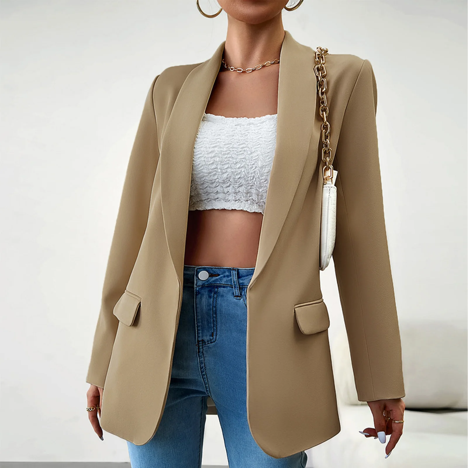 

Elegant Blazers for Women Long Sleeve Streetwear Fashion Blazer Solid Slim Fit 2023 New Work Office Jackets Casual Blazer Daily