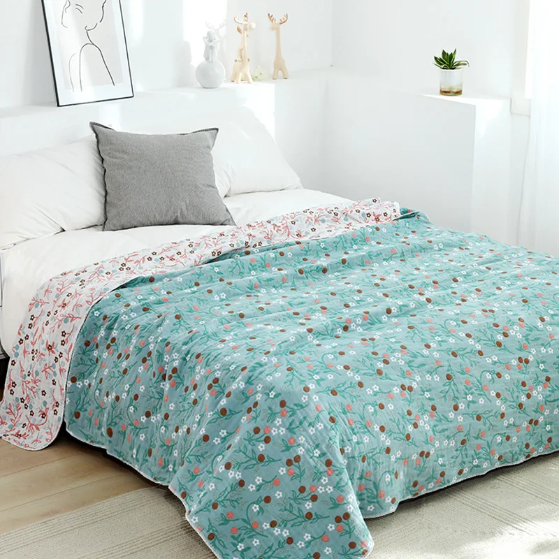 

Nordic modern fresh small flower blanket and throws cotton gauze lace bed cover summer cool quilt nap blanket soft sheet cover
