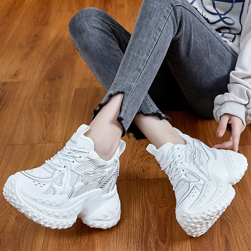 Весенняя обувь из микрофибры с воздушной сеткой 12 см весенняя 2025 года ботильоны