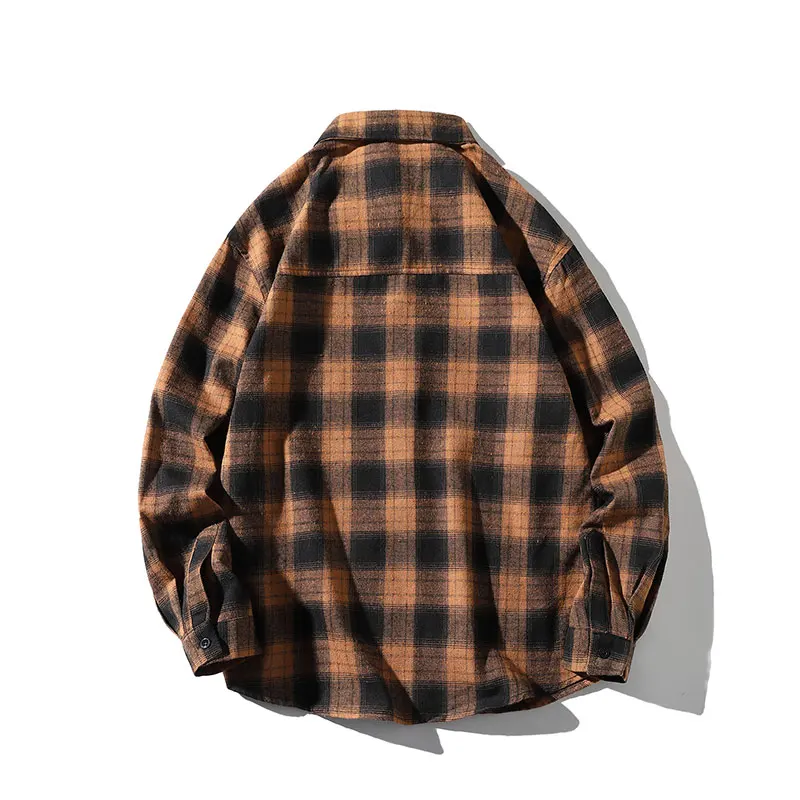 Рубашка мужская оверсайз в клетку модная блуза с длинным рукавом повседневная