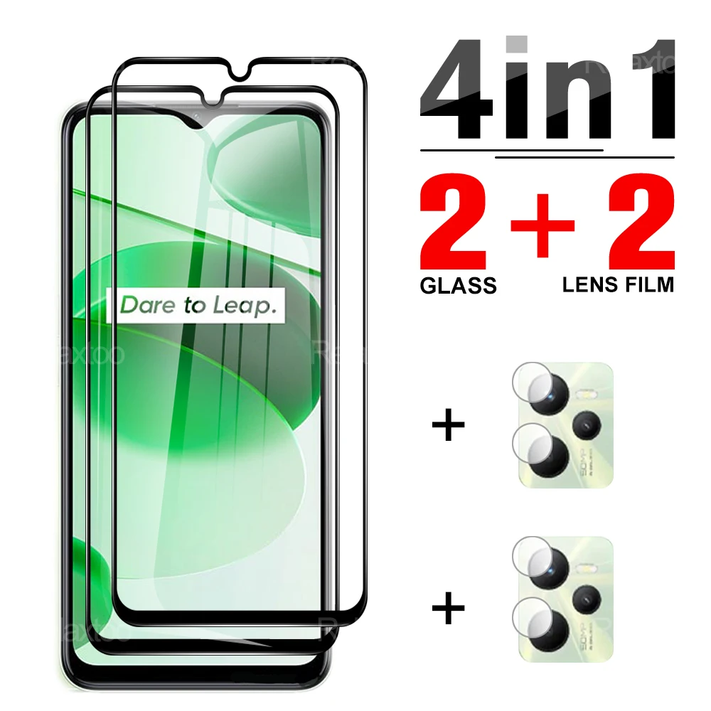 

4-в-1 шелковая пленка для камеры из закаленного стекла для OPPO Realme C35 C112021 C11 C15 C21 C25 C25s C3 C31 HD защитная пленка для экрана Противоударная