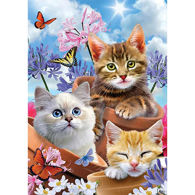 

DIY Diamond Embroidery Cat Flower Rhinestone Diamond Painting Butterfly Animal Mosaic Cross Stitch Kits Art Wall Home Decoration