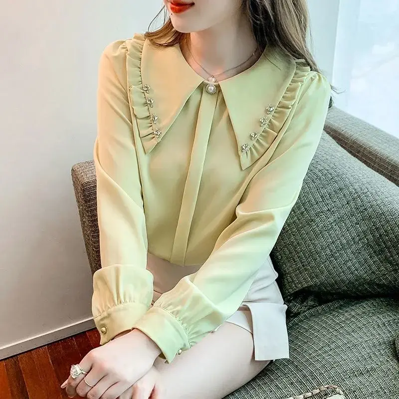 

Elegant Women Chiffon Shirts Blouse Spring Autumn 2022 Fashion Office Lady Blusa Tops Long Sleeve Chic OL Women Clothing C6