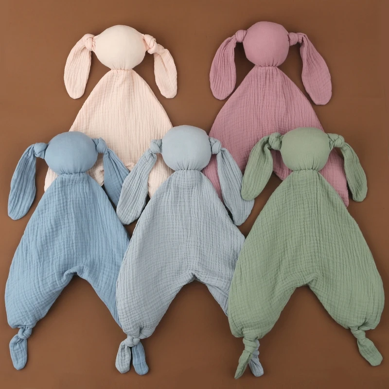 Мягкие хлопковые муслиновые куклы для сна новорожденных детский кролик игрушка