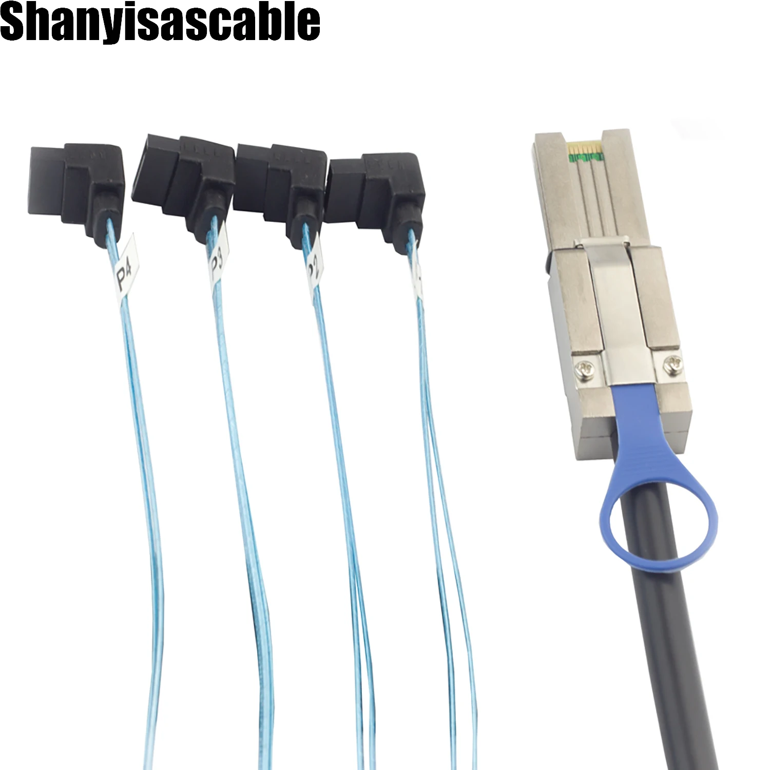 Кабель 1 0 м Mini SAS HD SFF-8088 26P male to 4 SATA 7Pin Female 90 degree