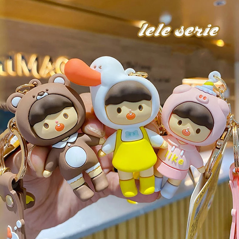 

Cartoon Wish You Happy Lanyard Love Pink Pig Hat Keychain Bag Pendant Cute Shirt Duck Bear Doll Key Ring Ladies Gift Wholesale