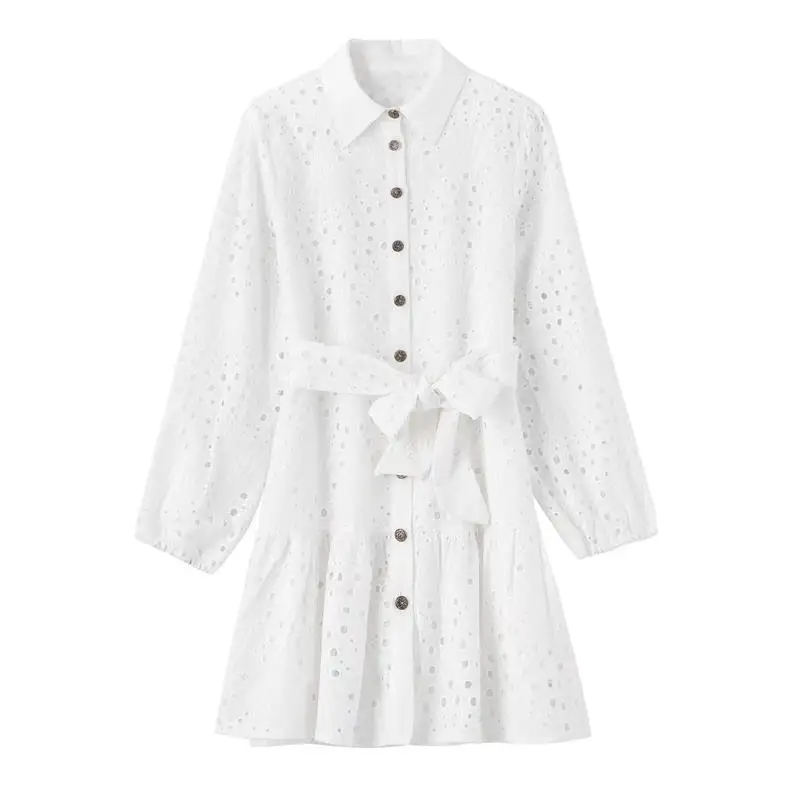 

Fashion Dress Women 2022 New Cotton Elegant Beige Lace Fabric Slim Belt Ladies Dress Casual Vacation Party Youth Dress Women