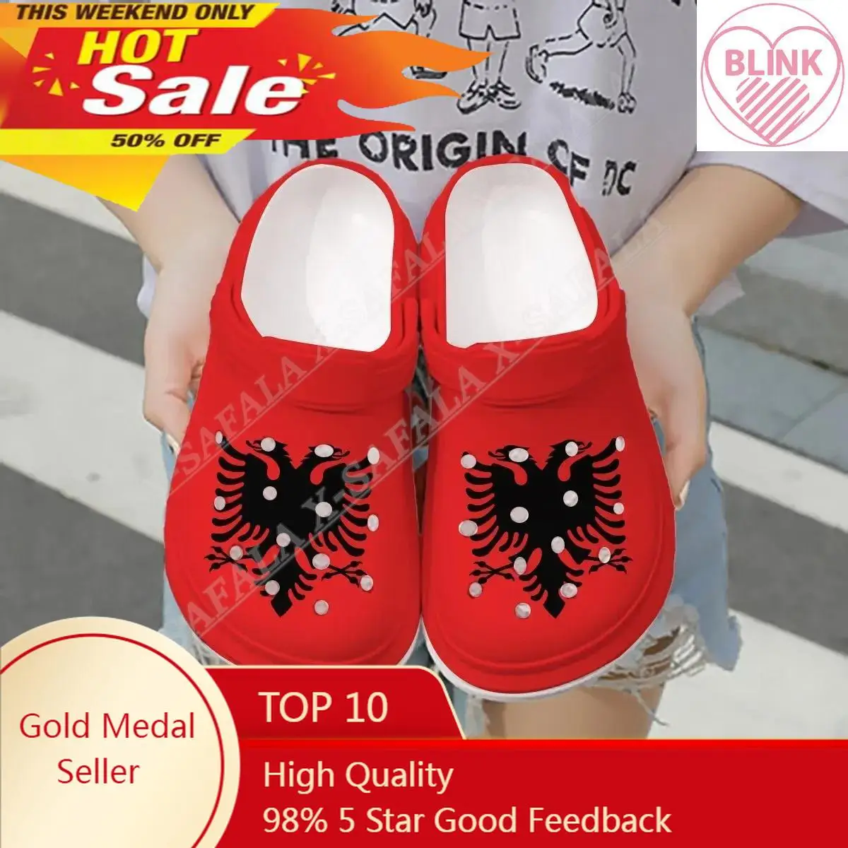 

Love Albania Country 3D Print Men Women Classic Clogs Slippers Shoes EVA Ligtweight Sandals Summer Beach Outdoor-1
