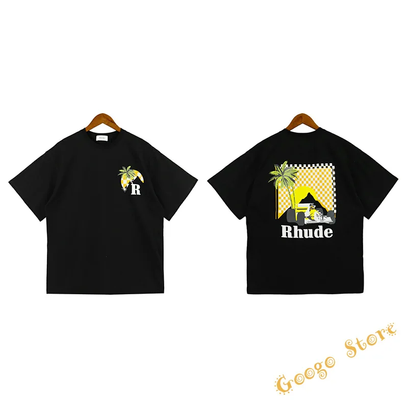 

Fashion Printing Pattern RHUDE T-shirts Men Women High Quality Casual Top Tees Black Apricot Rhude Short Sleeve