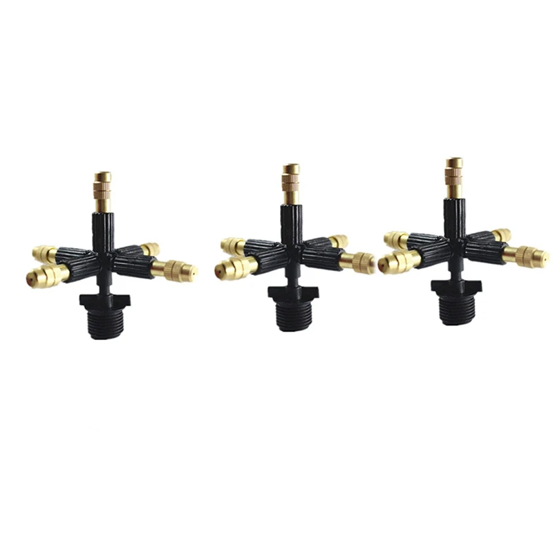 

3PCS 5-Way Copper Atomizing Nozzle Garden Greenhouse Cooling System Watering Misting Sprayer 1/2Inch Male Thread