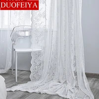 french romance bedroom decoration curtains for kitchen white floating tulle sheer rod pocket stereoscopic lace yarn rideau 6