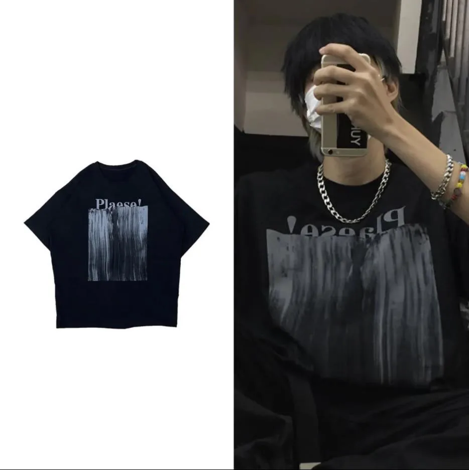 

GODLIKEU Black Gothic Tshirt Streetwear Men Casual Letter Print Tops Summer Half Sleeve T Shirts Fashion Cool T-shirt Male