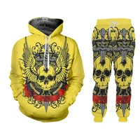 mens cool skull printing mens tracksuit 3d hoodies sweatshirt and jogging pants two piece sets hip hop chandals man wholesale