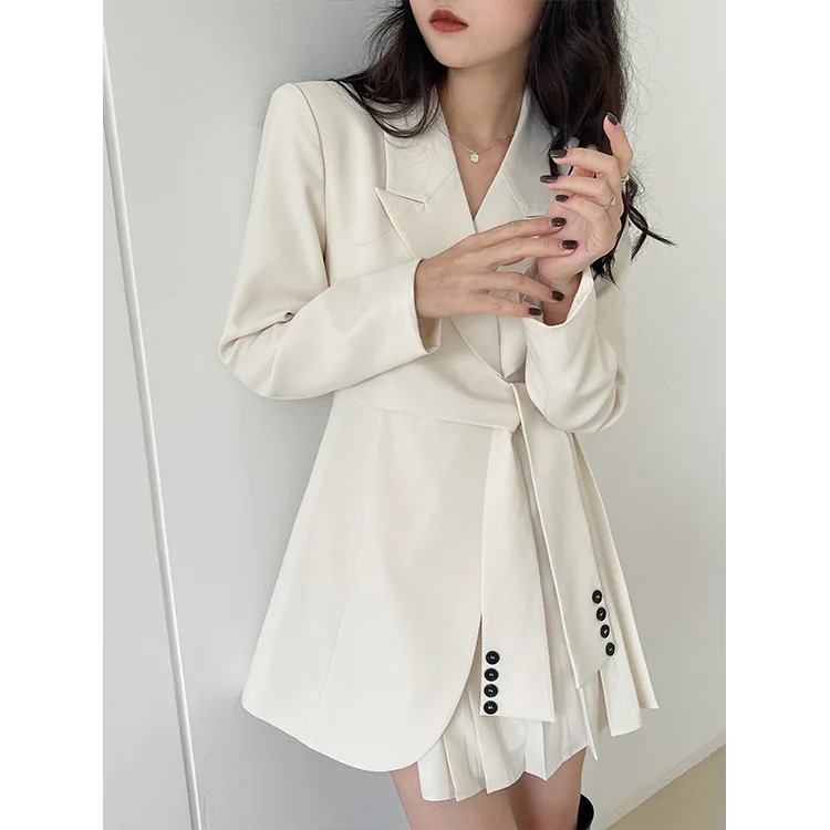 

Облегающий и тонкий однобортный костюм с юбкой, новинка 2022, темпераментное женское платье в студенческом стиле на бретелях для ранней осени