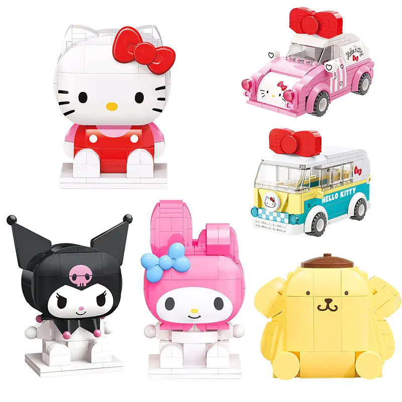 

7 Style Hello Kitty Buliding Blocks Animation Figures Bricks ABS Figures Bus DIY Educational For Children Toys Gifts Kawaii