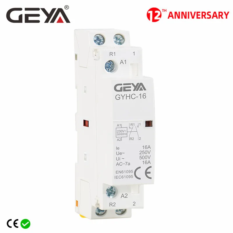 

GEYA GYHC Modular Contactor 2P 16A 20A 25A 2NO or 2NC or 1NO1NC220V Automatic Household Contactor Din Rail Type
