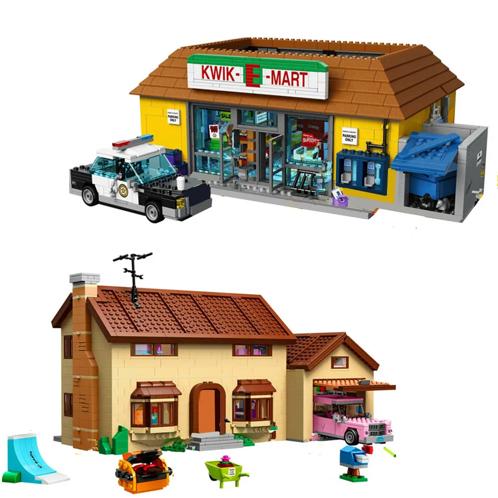 

New Movie Series The Simpson Kwik-E-Mart House Model Streetview Building 71006 71016 Blocks Bricks Toys Kid Birthday Gift
