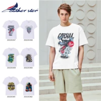 feather step simple retro american hiphop cross short sleeved t shirt men loose tide brand european and american half sleeve top