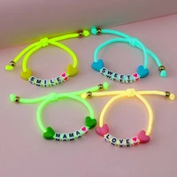 4pcsset handmade adjustable love words beads luminous rope bracelet for teens girls kids friendship party birthday jewelry gift