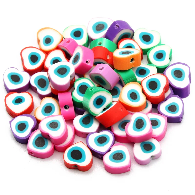 20/50/100pcs Mixed Eye Clay Heart Spacer Beads Polymer For Jewelry Making Diy Bracelet Necklace Handmade Accessorie - купить по