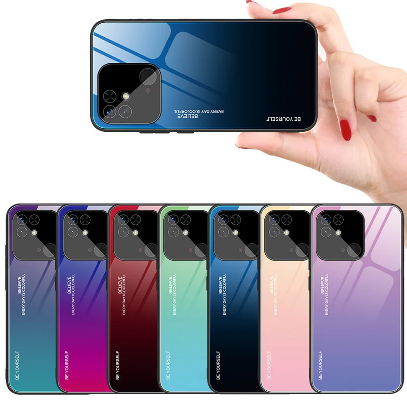 

Чехол из закаленного стекла с градиентом для Xiaomi Redmi 10c K50 Pro Note 11 Pro 11e 11T 11S 10 Pro 10S 9T 9 Pro 9S 8T 8 Pro