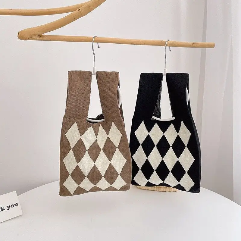 

New minority classic chessboard black and white plaid storage handbag casual tote shoulder bag for women purses and handbags