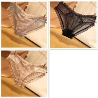 3pcsset sexy underwear female japanese lace transparent thin section sweet girl hollow hot low waist briefs temptation bottoms