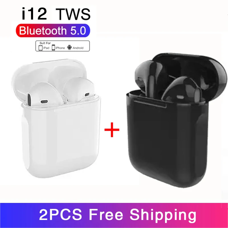 

Original I12 TWS Earphone Bluetooth 5.0 Wireless Headset Stereo Earbuds 8D Hifi Earpiece Sport Waterproof Headphone With Microph