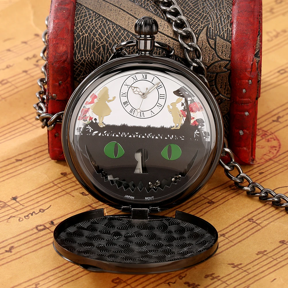 Cute Rabbit Musical Pocket Watch Gift for Ladies Blue/Green/Red Quartz Music Chain Clock Couple Bunny Watches montre de poche