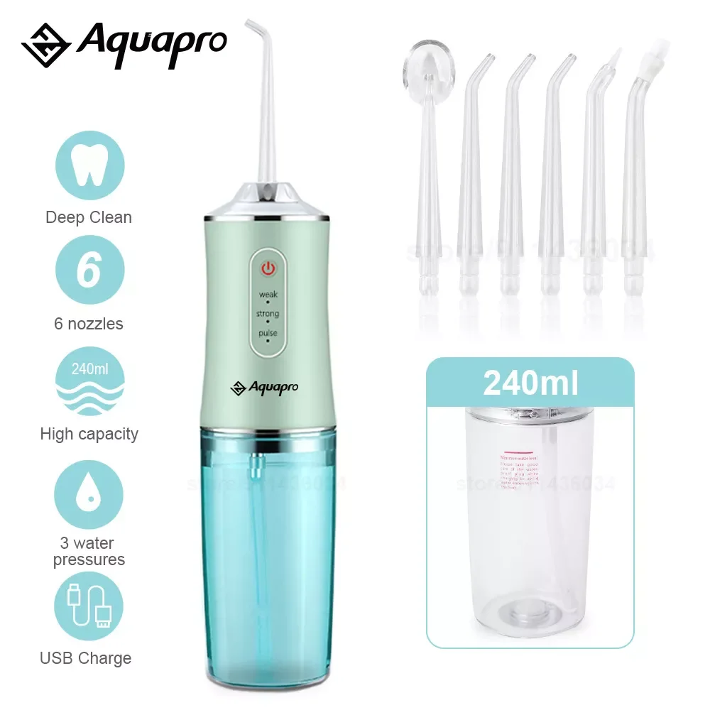 

Dental water jet irrigator Dental Irrigator Teeth whitening Dental floss Water flosser 6Tips 240ML Portable USB HOME