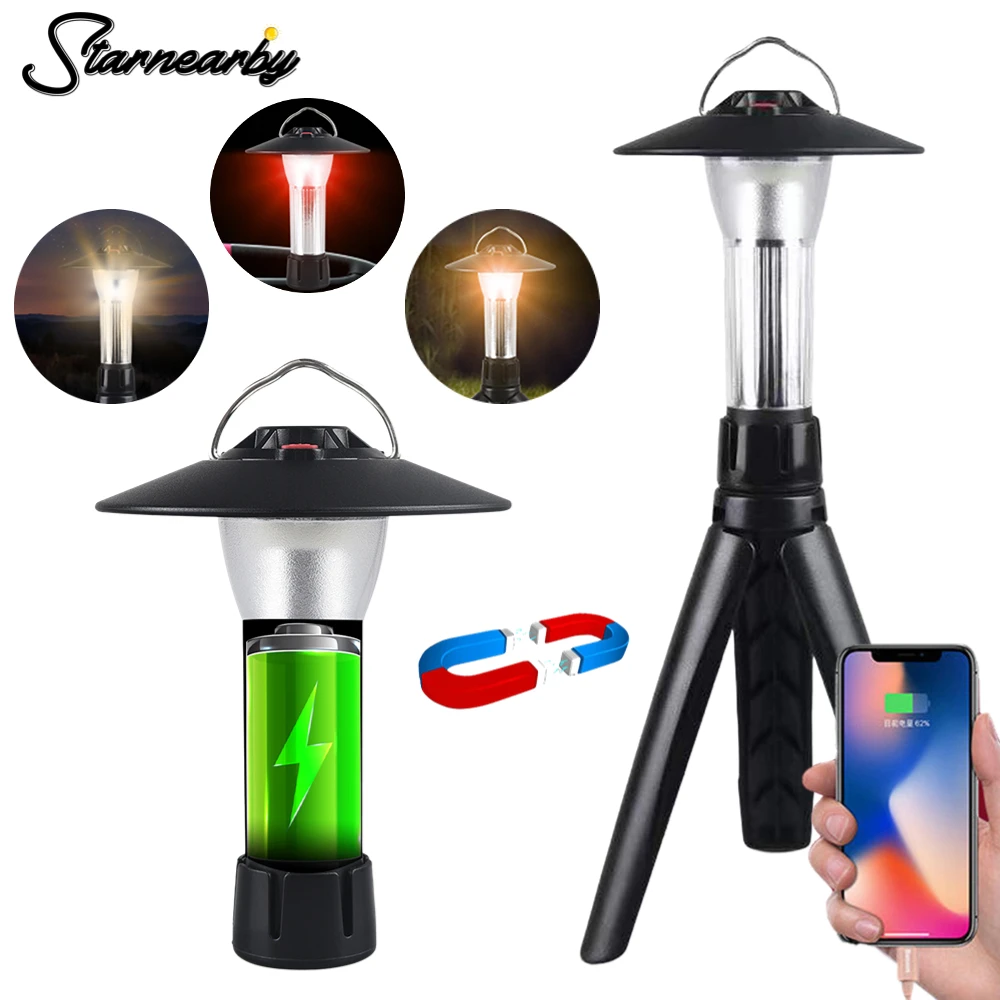

USB Rechargeable Camping Lantern Portable Camping Light Power Bank Magnet Emergency Light Hanging Tent Light Powerful Work Lamp