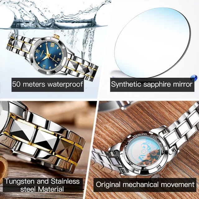 JSDUN Luxury Watch Women Bracelet Waterproof Automatic Mechanical Sapphire Crystal Watches Jewelry Ladies Clock Gift Top Brand 3