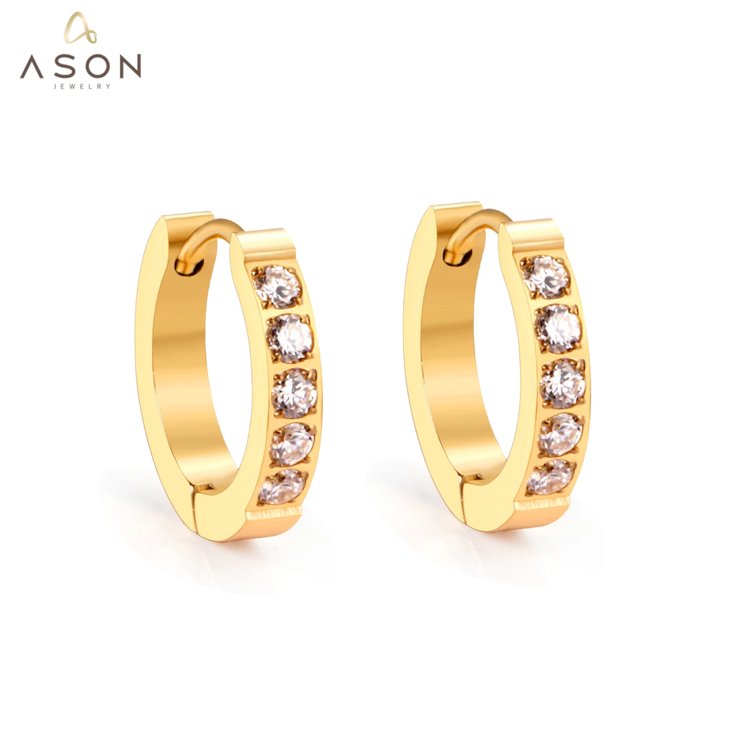 

ASONSTEEL Round Hoop Earrings with Cubic Zirconia Gold/Silver Color Fashion Jewelry for Women Trendy Earrings Accessories