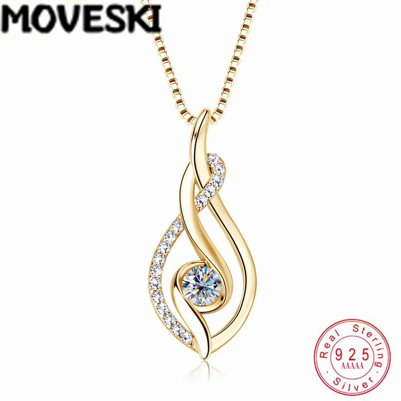 Фото Кулон-подвеска MOVESKI из стерлингового серебра 925 пробы в форме пламени с круглыми муассанитами бриллиантовой огранки для женщин №1