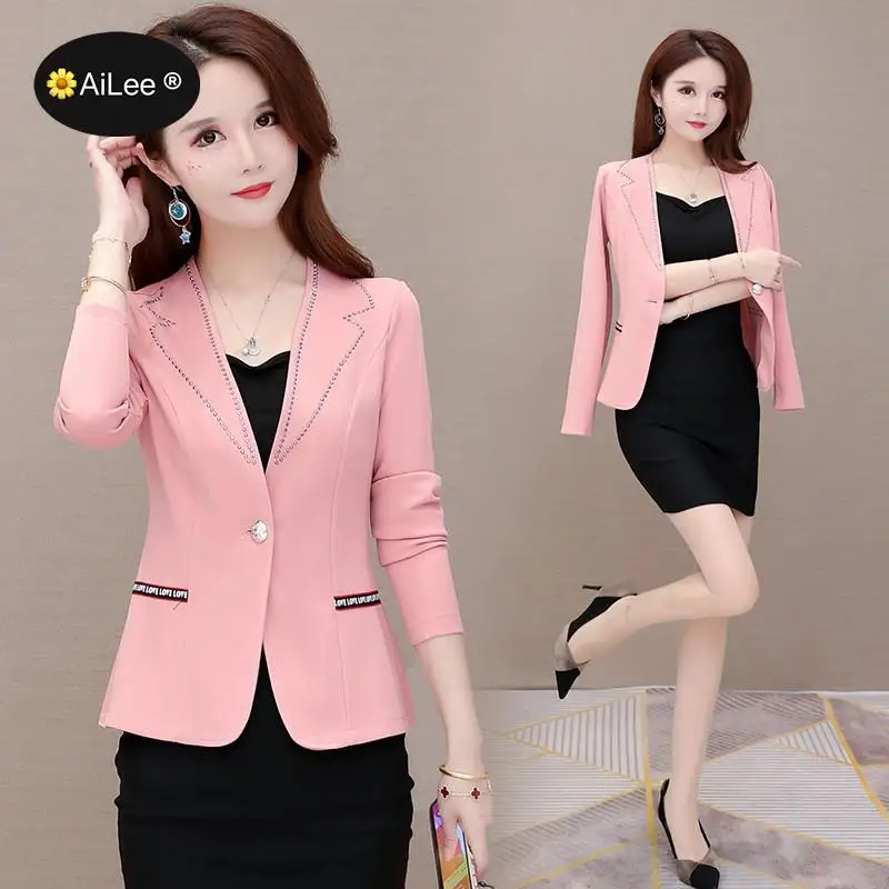 Fashion Autumn Women Formal Blazer Jackets Work Office Ladies Suit Vintage Single Button Spring Business Female Blazer Coats
