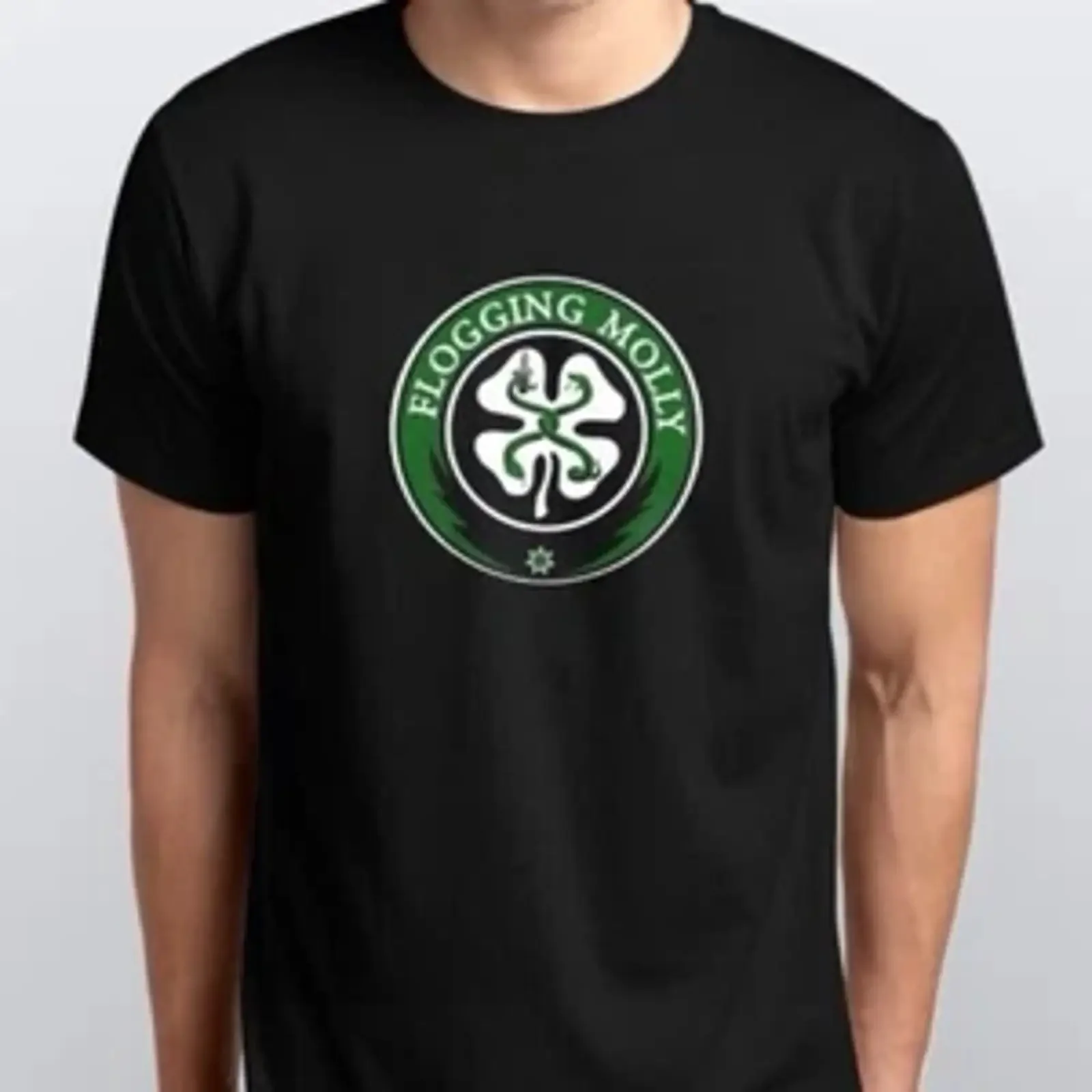 Фото Футболка FLOGGING MOLLY, размеры S, M, L, XL, XXL, цвета: черный, белый, винтажный стиль, с эффектом потертости, дышащая, уличная одежда, мягкая, эластичная, комфортная. №1