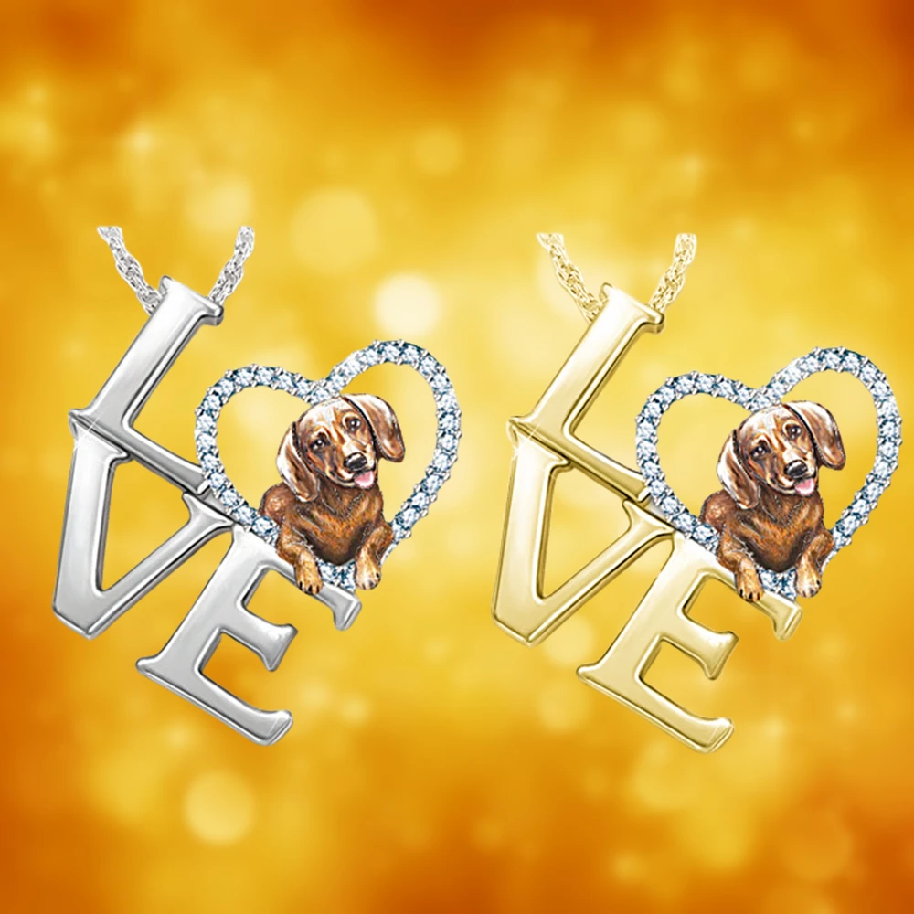 Креативное ожерелье с подвеской в виде сердца кошки и собаки для женщин