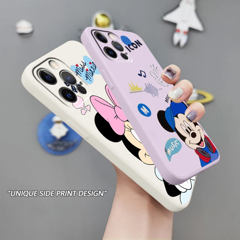 

Luxury Couple Mickey Minnie Phone Case For Apple iPhone 14 13 12 Mini 11 XS Pro Max X XR 8 7 SE 2020 Armour Liquid Rope Cover