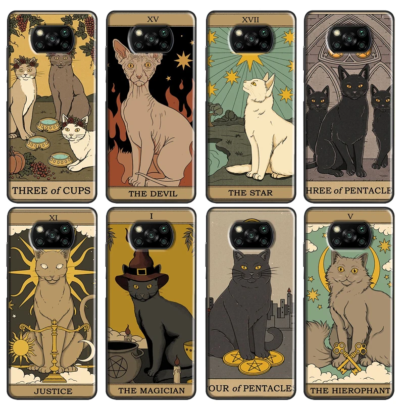 Чехол для Xiaomi Mi 11 Lite 9T 10T 11T Pro POCO X3 GT F1 F2 F3 M4 M3 "Кошачий Таро ведьмовство".