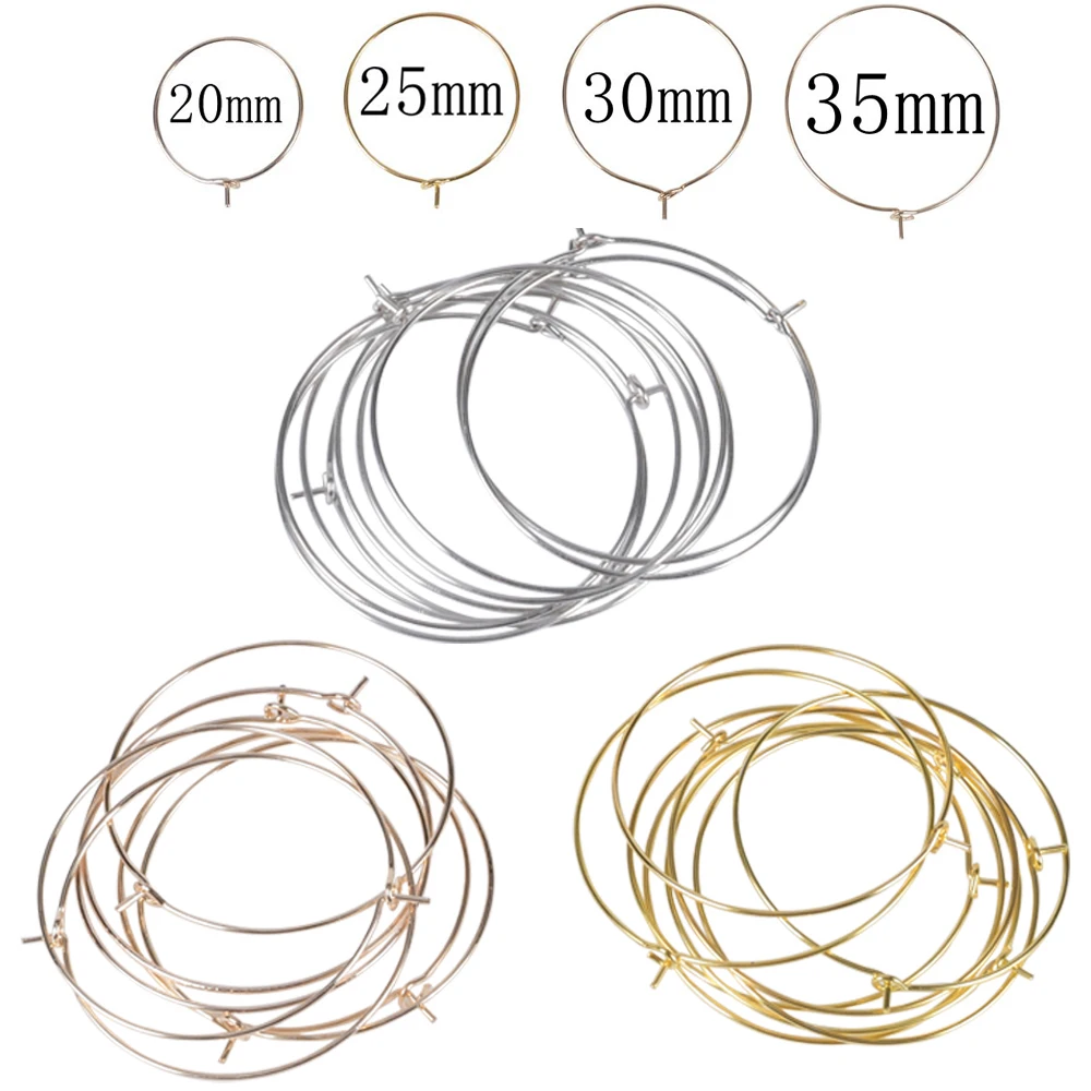 

50pcs 20/2530/35mm Gold Silver Big Circle Wire Hoops Loop Earrings Supplies For DIY Dangle Earring Jewelry Making Accessories