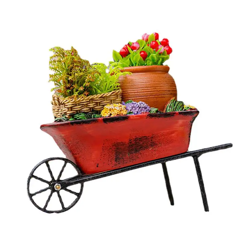 

Garden Planter Pot Cart Mini Resin Succulent Pot Creative DIY Wheelbarrow Resin Plants Pot Mini Desktop Ornament Succulent Herb