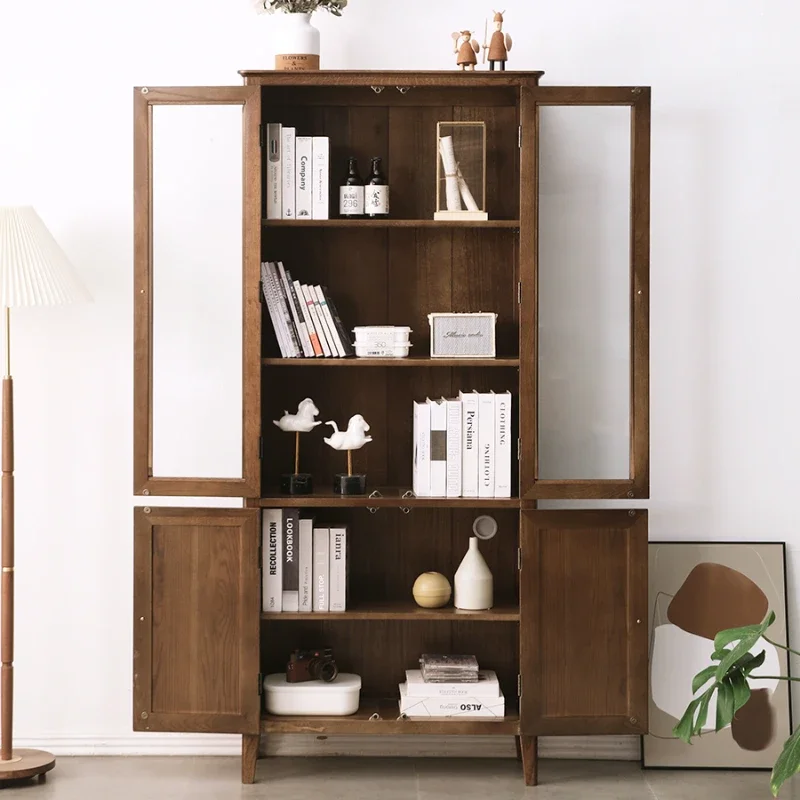 Книжный шкаф из массива дерева со стеклянной дверью книжная полка американского