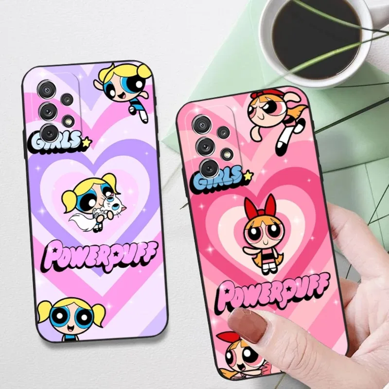 Чехол для телефона P-PowerpuffS Samsung S22 S23 S30 S21 S20 S9 S10 S8 S7 S6 Pro Plus Edge Ultra Fe силиконовый