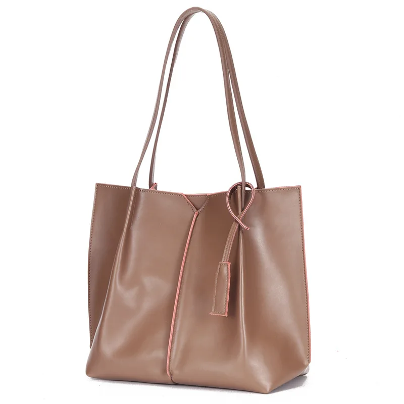 

Large Capacity Tote Bag Women's Luxury Brand Leather Commuter Bag College Student Leisure Simple Fashion Shoulder Bag For Women