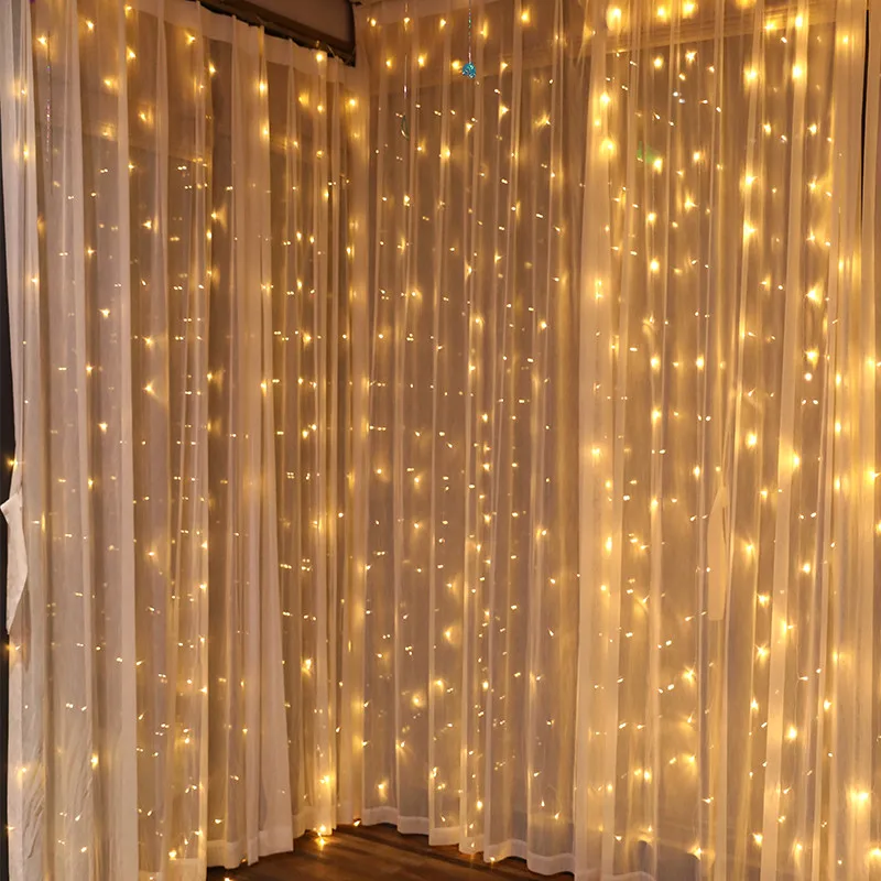

LED Icicle String Curtain Lights Christmas Decor Outdoor Street Garland Navidad Wedding Party Fairy Garden Decoration 6x3/3x3m