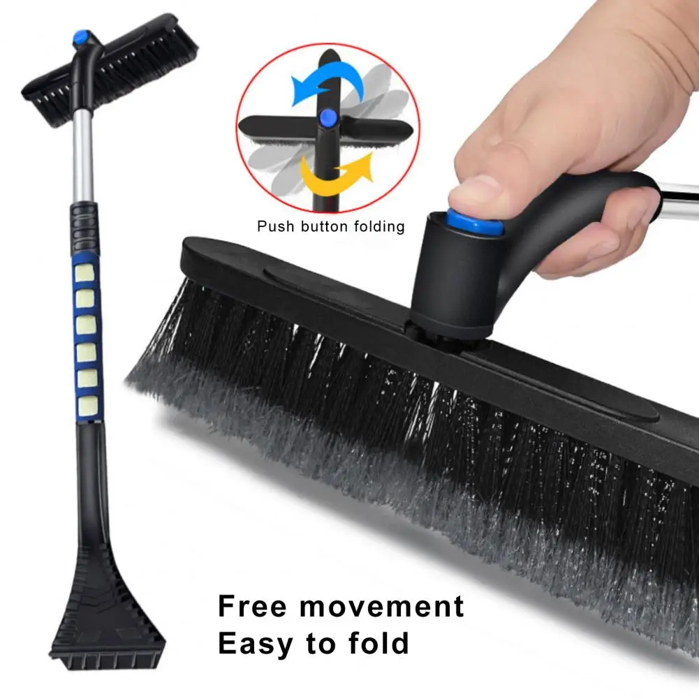 

Ice ScraperS1 Sponge Handle Rotatable Brush Head Telescopic Dense Bristles 2 in 1 Defrosting Good Toughness Frost Snow Removal B