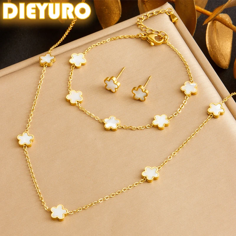 Женский комплект из колье браслета и нержавеющей стали 316L