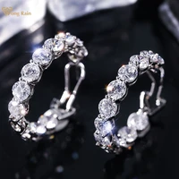 wong rain luxury real 925 sterling silver 3ex round vvs row synthetic diamond 40mm hoop earrings fine jewelry gift drop shipping