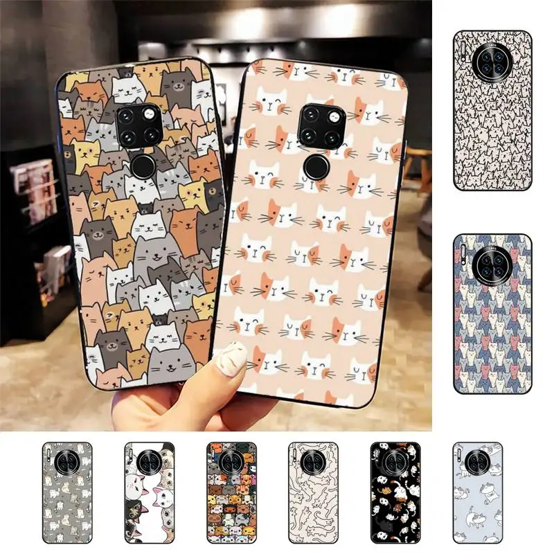 

Cartoon Cute Cats Background Phone Case for Huawei Mate 20 10 9 40 30 lite pro X Nova 2 3i 7se